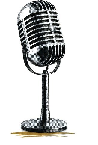 Vintage microphone in halftone print style